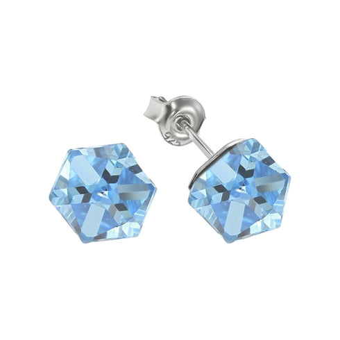 Sudraba auskari "Rubikona II (Aquamarine Comet Argent Light)" ar Swarovski™ kristāliem